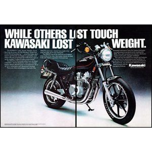 1981 Kawasaki KZ550LTD Motorcycle Cruiser 2 Page Vintage Print Ad KZ550 Wall Art